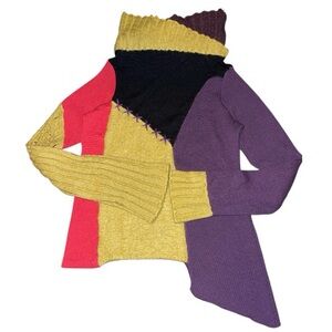 Save The Queen Vintage Unique Asymmetrical Patched Sweater